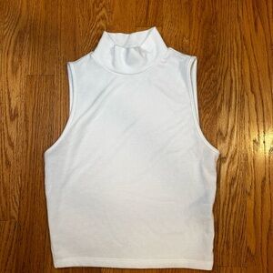 White Sleeveless Mockneck Top